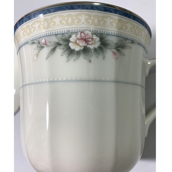 Vtg Noritake Allendale China Cup & Saucer Ivory Blue‎ Silver Trim Porcelain 7359 - Picture 2 of 8